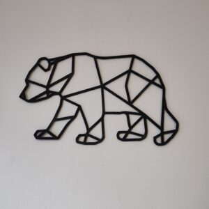 Dřevěná samolepka - Medvěd geometrie z profilu